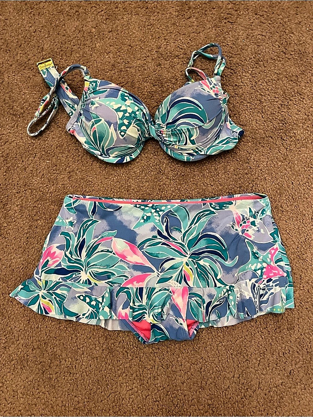 Lilly Pulitzer Floral Bikini Set in Blue & Green